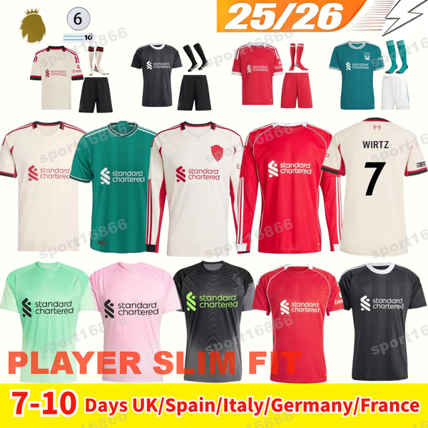 

25 26 Soccer Jerseys Player Slim Fit MAC ALLISTER MOHAMED SALAH Kids Men Kits VIRGIL VAN DIJK SZOBOSZLAI GAKPO Long Sleeves Football Shirt Home Away Second Jerseys Kit, White