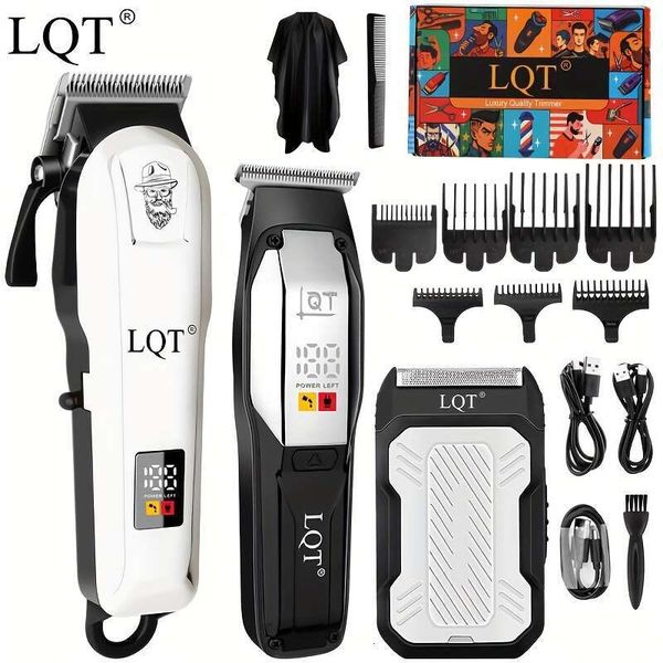 LQT Men's Professional Haircut Trimming Set Cordless Rechargeable Electric Shaver With 18650 Lithium Battery USB Charging Ergonomic Design Barbers Home