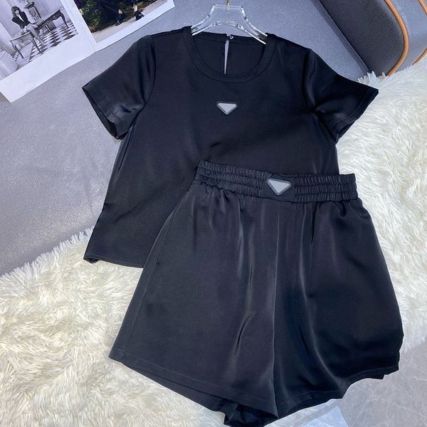 

Chiffon womens tracksuits fashion designer casual elegant suit two piece suit loose summer outdoor beach girls slimming suit SML, Black