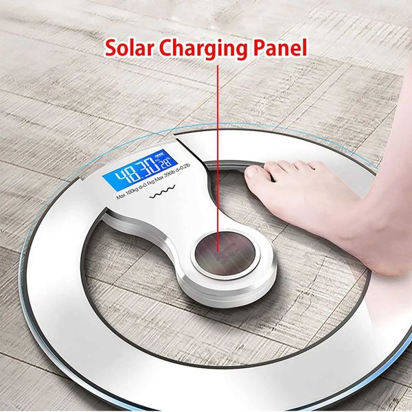 Smart Weight Scale LCD Display Light Energy Automatic Charging Rechargeable Home Weight Measure Fat Calories ScaleM251121