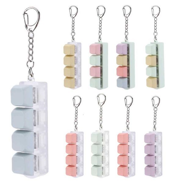 Button Keycap Fidget Toys 4 Keys Keyboard Stress Relief Toy DIY Clicker Keycap Keychain Decompression Toys for Kids Adults Gift X251121