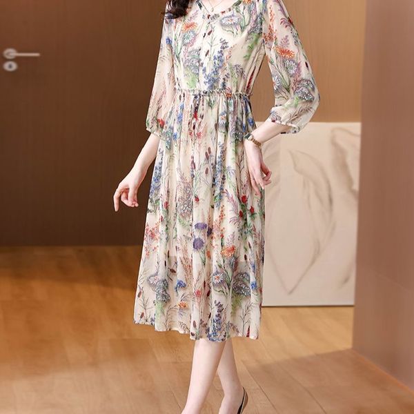 2025 plus size women's floral dress high-end summer new style super beautiful dress D02273