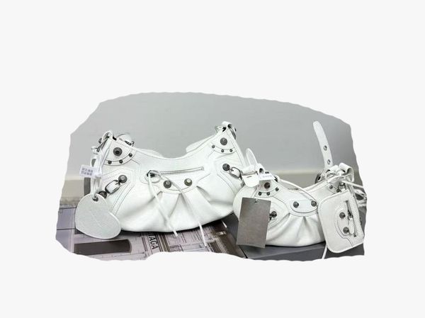 

Moon bag Suede leopard print pea armpit Handbag Luxury Women's Fashion Bag Logo Fashion Steam Engine Classic Hand Shoulder Diagonal Shopping Bag, White