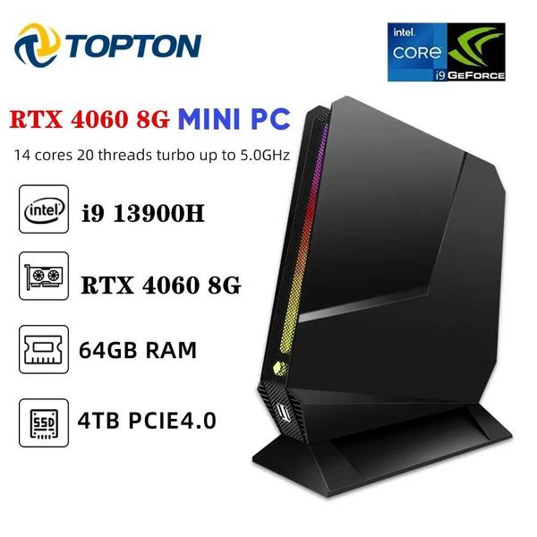 Topton Gaming Mini Computer Intel i9 13900H 12900H i7 13800H 12700H Nvidia RTX4060 3050 8G Desktop Gamer Mini PC Win11 WiFi6