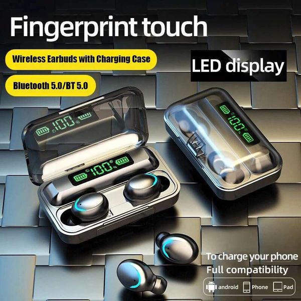 F9 Earphones LED Dislpaly Binaural TWS Wireless Headset Waterproof Noise Reduction Bluetooth Headphones