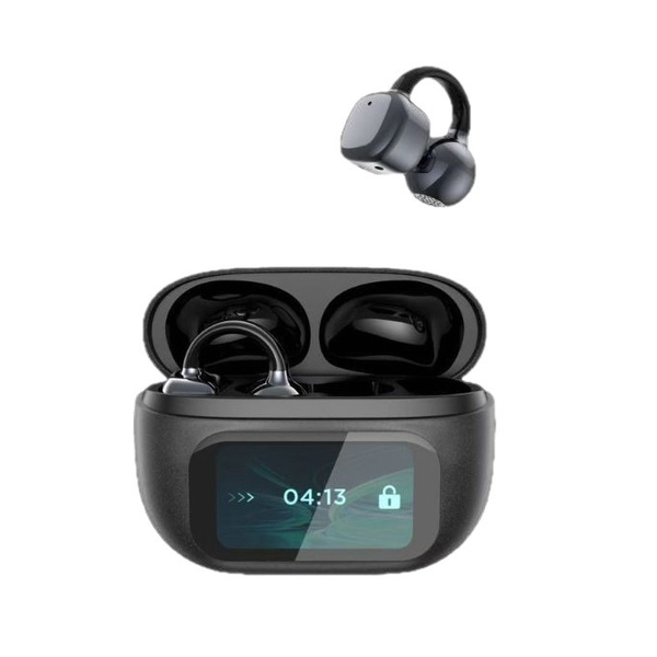 Clip On Earbuds Open-Ear Headphones Touchscreen digital display with Butterfly Earrings Comfort Fit 50H Playtime Bluetooth 5.4 Wireless for Gifts Sports Workouts