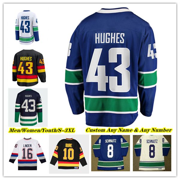 

#43 Quinn Hughes Hockey Jersey canuck Elias Pettersson Aatu Raty Kiefer Sherwood Brock Boeser Evander Kane Conor Garland Jake DeBrusk Drew O'Connor Filip Hronek Myers, Men blue style