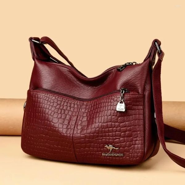 

Totes High Quality Soft Leather Shoulder Bags For Women's Crossbody Bag High-capacity Luxury Designer Casual Handbag And Purses Sac, Diamond grid black