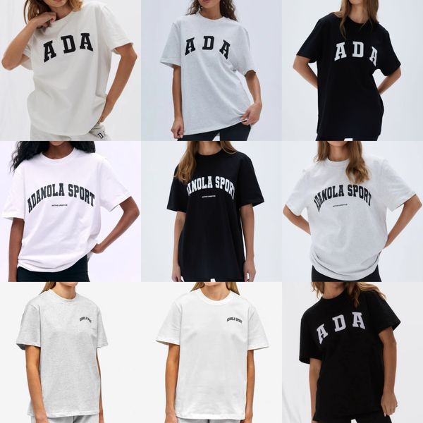 

High Quality ADA Designer Embroideried TShirt Oversized Print Cotton Round Neck Women Short Sleeved T-shirt Summer Tees Tops, Grey printed