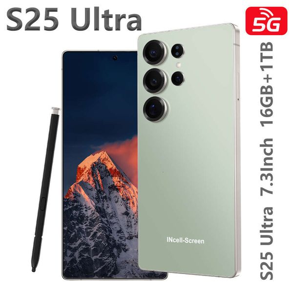 2025 New Cellphones S25 Ultra 7.3inch HD Screen Smartphone 5G 16GB+1TB Face recognition Unlock Mobile Phone Global Version Multi-Language Englishphone GPS