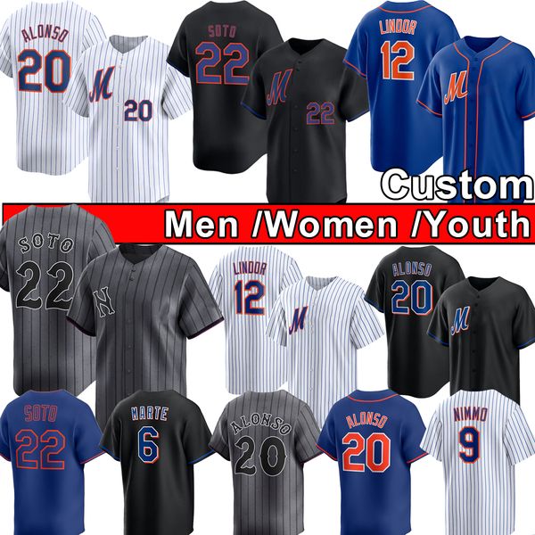 Juan Soto, Francisco Lindor, Pete Alonso, Mets Baseball Jerseys Jeff McNeil, Brandon Nimmo, Clay Holmes, Darryl Strawberry, Piazza, Winker, Aarez Men Women
