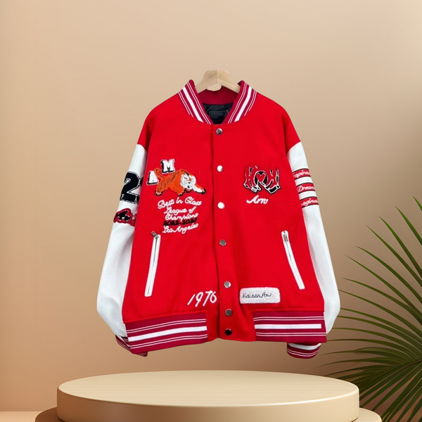 

Vintage-Inspired Preppy Uniform Bomber Jacket for Men and Women, Black