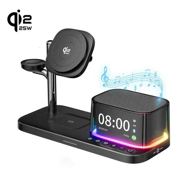 25W QI2 Wireless Charger with Wireless Speaker Digital Clock 3 in 1 Wireless Magnetic Charger for Iphone17 Charger Fast Charging Y251122