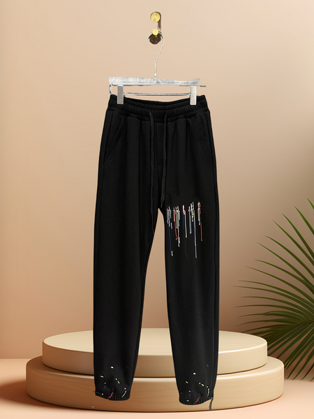 

Embellished Men's Casual Camo Joggers - Comfort Fit Elastic Waist Cargo Track Pants, Gray