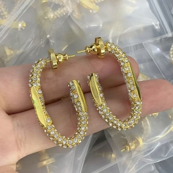 

Designer Earrings Luxury Diamond Clover Letter Gold Plated Stud Earrings For Women Wedding Party Jewelry Christmas Gift