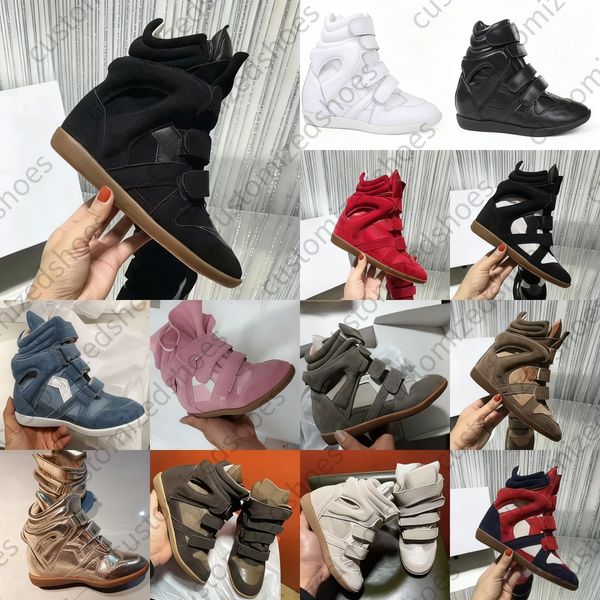

designer boots woman heel boots isabel wedge ttcasual deisgner Brand Hot Sale Black Genuine Leather winter boots Bekett Leather-Trimmed Suede Sneakers Fashion Show, Color 7