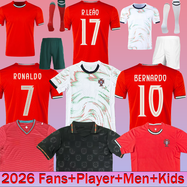 

2026 Ronaldo JOAO FELIX Portugal soccer jerseys 25 26 RUBEN NEVES Portuguese football shirt BERNARDO BRUNO FERNANDES camisa de futebol men women kits kids equipment, White