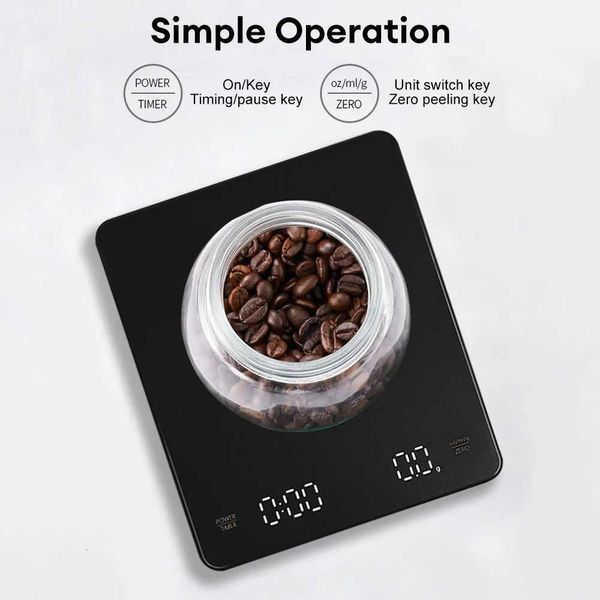 3kg/01g Electronic Coffee Scale Rechargeable Pour Over Espresso Scale with Smart Timer Digital Food Balance Kithcen ScaleM251122