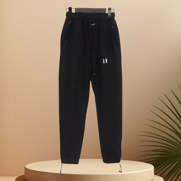 

Stylish Men' Designer Pants - Plain Color Embroidered Joggers with Elastic Band at Waist, Rose
