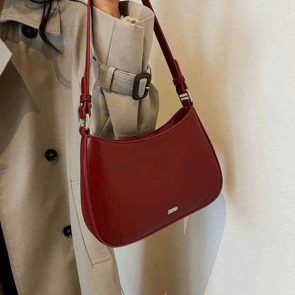 

PU Leather Womens Shoulder Bag Wine Red Vintage Crossbody Bag Large Capacity Ladies Armpit Purses High Quality Designer Handbag Z250303