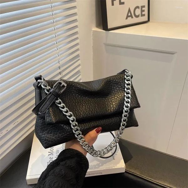 

Totes Fashion Chain Armpit Shoulder Purse High Quality Sof Leater Women Bag Vintage Satchel Messenger Designer Tote Luxury Handbag, Black