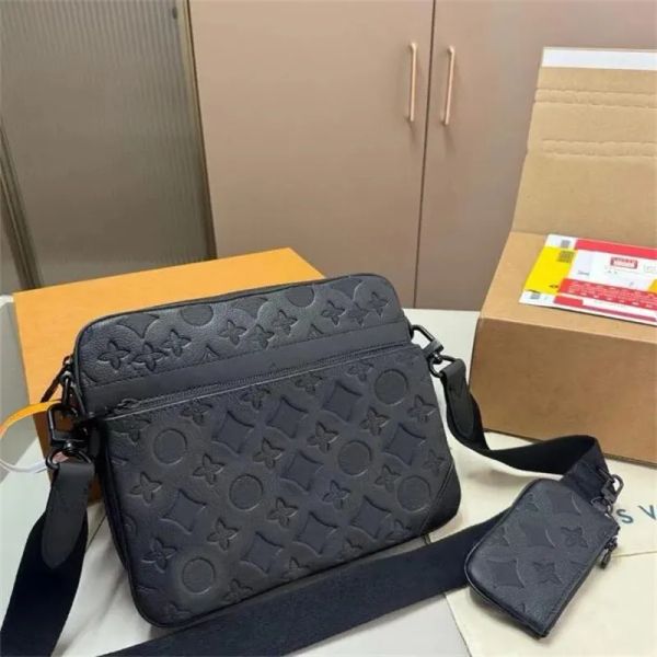 

10A bag man 3pcs TRIO Corssbody Men Leather Messenger Luxury Shoulder Make up Bags Designer Handbag Luxurys Mens Clutch Backpack A1688, Men brown flower