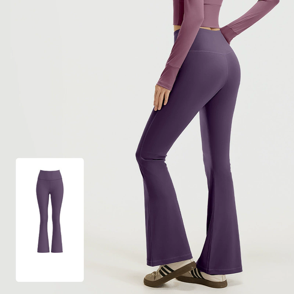 

Women's Activewear High Waist Hip Flared Pants Nude Seamless Yoga Pants Pilates Exercise Trousers Body-building Pants 7 Color XXXL Active Pant, Purple