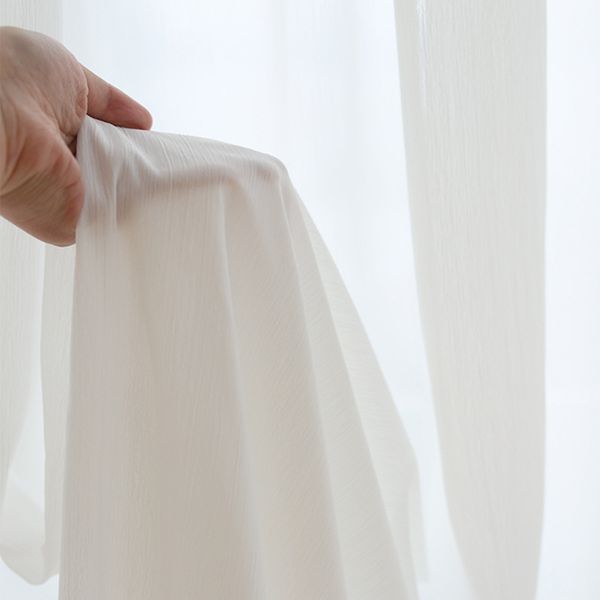 T0417 Crumpled Chiffon Xiaohongshu Same Style Translucent and Non-transparent Net Red Textured Yarn Bedroom Living Room Bay Window Screen Finished Product Curtain