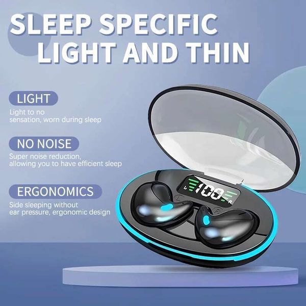 Bluetooth-Compatible 5.3 Invisible Sleep Earphones with Charging Case Open Ear Headsets Noise Cancelling for Travel and Business