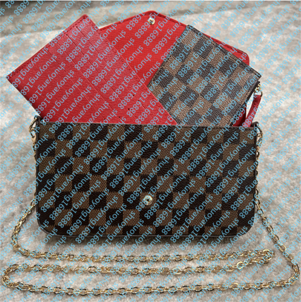 

Fashion s Designers Real Leather Handbags Chain Shoulder Bag 3 Pcs set Favorite bag Women Crossbody Purse Messenger Bags, Gold