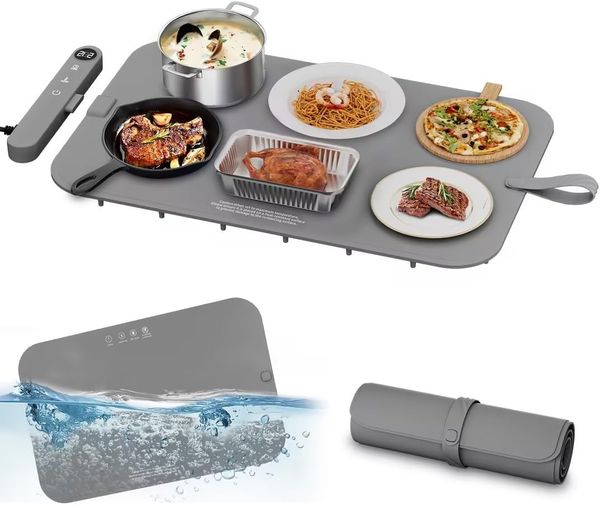 Food Warming Mat Full Surface Heating Rollable Portable Premium Silicone Nanomaterial Versatile Electric Warming Tray for Gatherings Parties Everyday Use
