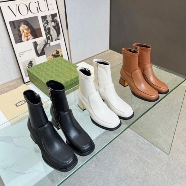 10A Mirror-Quality Women's Genuine Leather Ankle Boots, Casual Chelsea Boots, Mid-Heel, Round Toe, Top Layer Cowhide Martin Boots