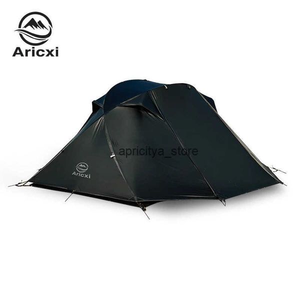 15D lightweight professional camping tent 2-person black camping hiking tent waterproof storm equipped with double camping waterproof oilcloth Q250423