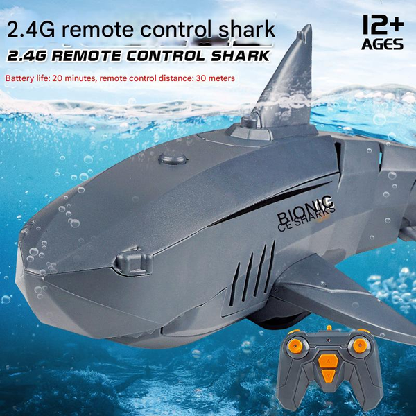 

Electric/RC Boats 2.4G Remote Control Electric Shark Rechargeable Summer Water Diving Speedboat Toy, Blue