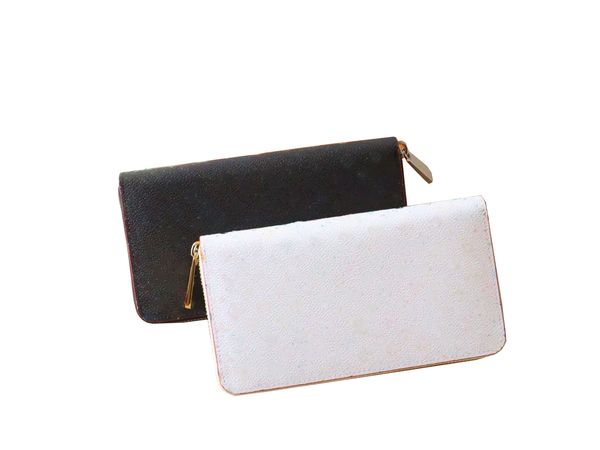 

Classic Top quality designer bag wallet fashion zipper women cards and coins famous wallets leather purse card holder coin purse with box free shopping, White