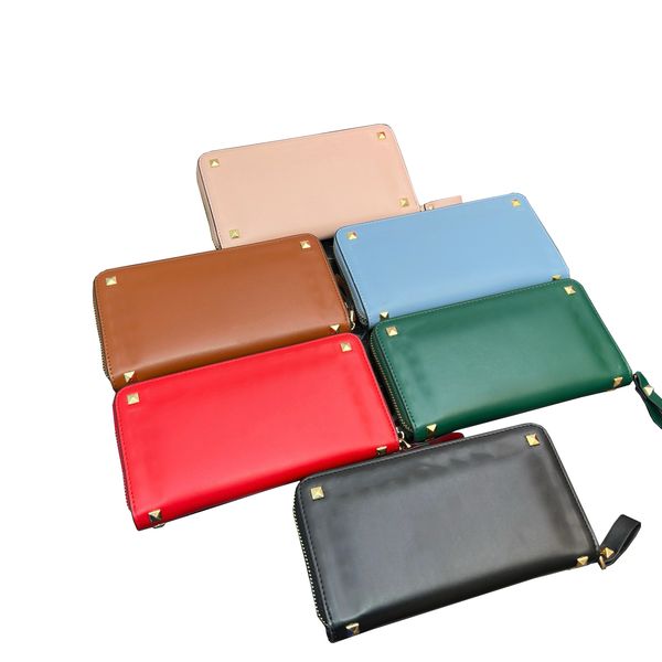 

Top quality designer bag wallet women Classic long zipper cards and coins famous men wallets leather purse card holder coin purse with box free shopping, Red