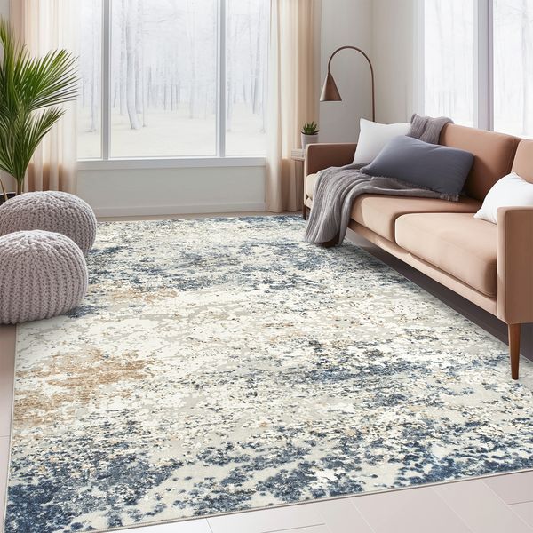 

ComiComi Washable Rugs, Anti-Slip Backing Abstract Rug, Stain Resistant Rugs for Living Room, Foldable Machine Washable Area Rug