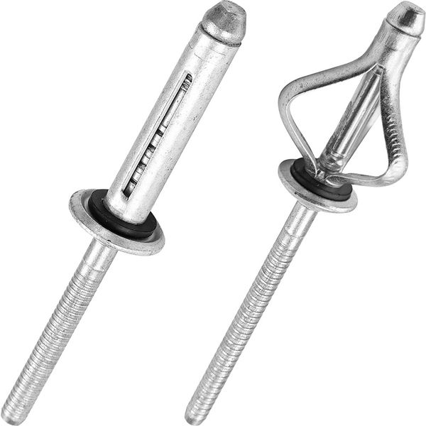 

100Pcs Tri-Fold Aluminum Blind Rivets with Sealing Washer O-Ring, Tri Grip Exploding Assortment Bulb Style Pop Rivets for Soft or Plastic Materials