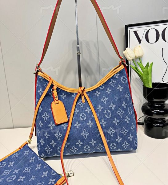 

denim Luxury demin purse jean shoulder designers woman crossbody bag blue purses vintage handbags designer for women tote bags A18666, 3pcs black flower