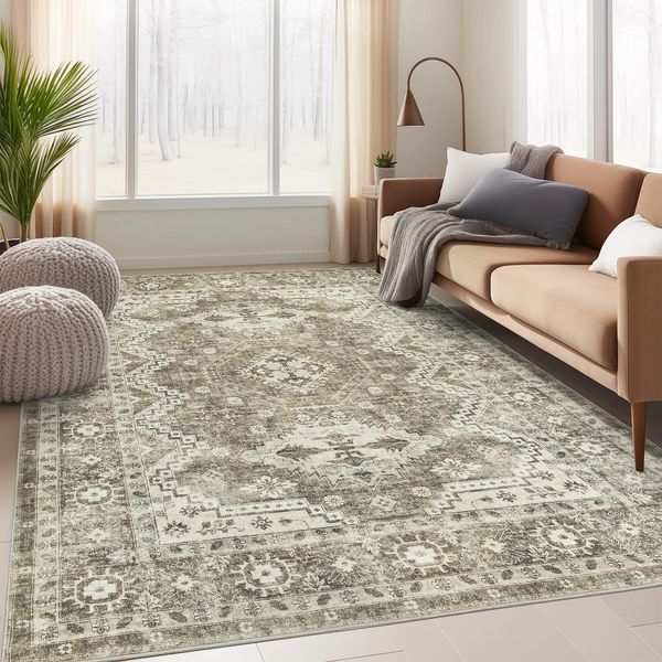 

ComiComi Area Rugs - Stain Resistant Washable Rug, Anti Slip Backing Rugs for Living Room, Vintage Tribal Area Rugs