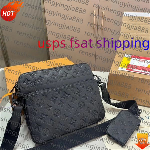 

Luxurys Designer bags men 3pcs Trio Leather Black Flowers Messenger Purse Crossbody Bags Shopping Bag Plain Shoulder bag Handbags Women Wallets purse tote bag, 7#