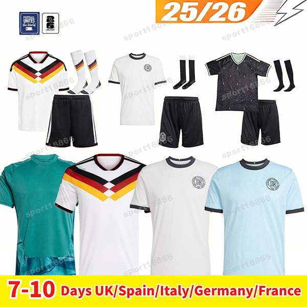 

Germany 2026 World Cup Soccer Jerseys 125TH Football Shirts Men Kids Set Goalkeeper Long Sleeves Training HAVERTZ GNABRY MUSIALA KROOS WERNER PAVLOVIC Deutschland, White