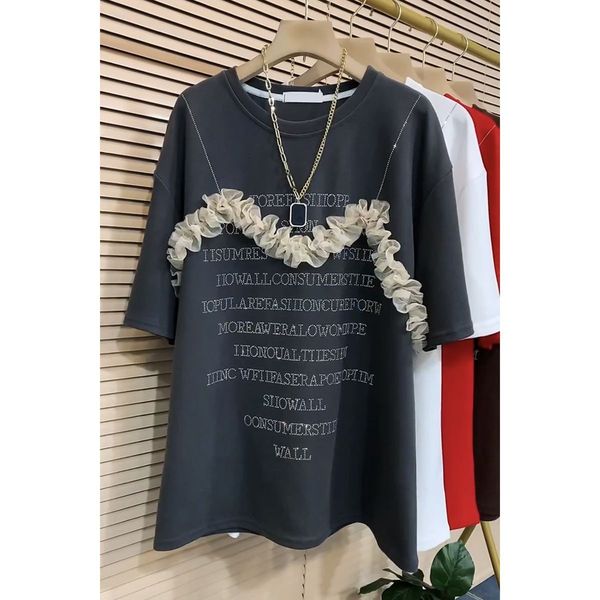 

Chic Ladies' Crochet Edge Blouse Featuring Rhinestone Accents Ideal for Warm Weather, Gray