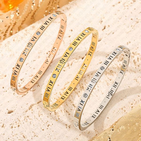

Designer Bracelet Bracelet for Women Stainless Steel 18K Gold Plated Bangle Diamond Letter Bangles Luxury Jewlery Designer for Women Elegant Sparkling Gift