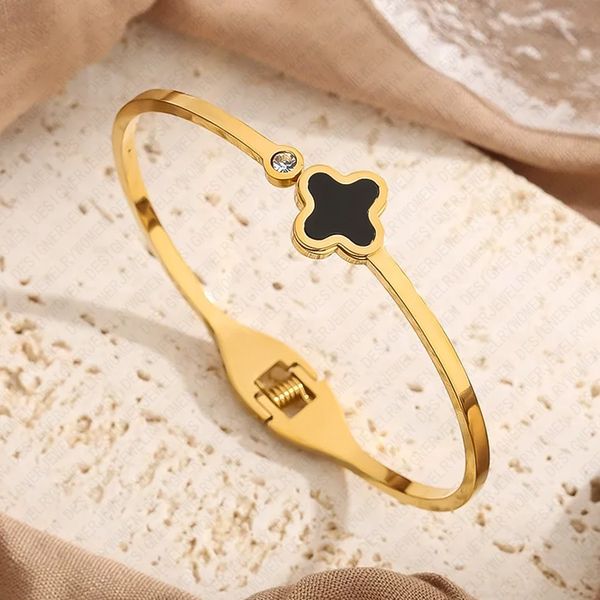 

Designer Bracelet Bracelet for Women Stainless Steel 18K Gold Plated Bangle Diamond Flower Bangles Luxury Jewlery Designer for Women