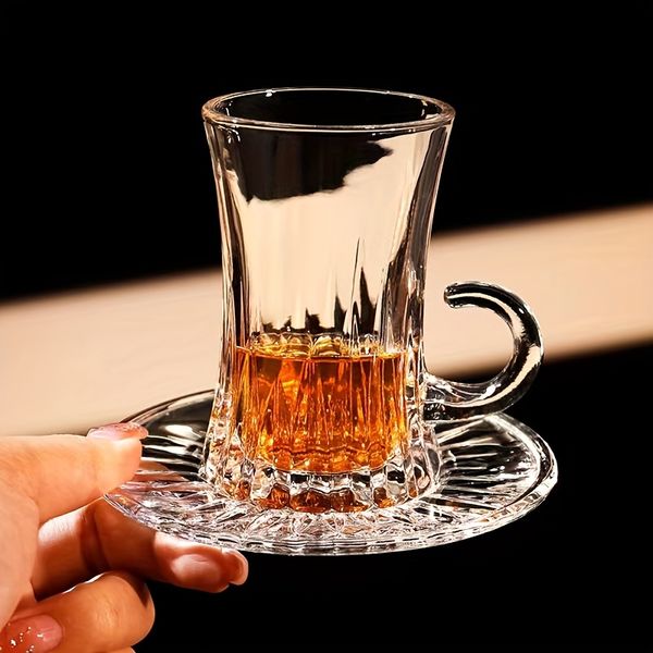 Elegant Creative Turkish Crystalline Beverage Sets Miniature Coffee/Tea Glasses w/Saucers