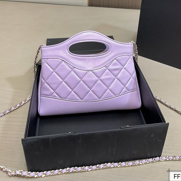 

31bag Mini Handbag Designer Ladys Shoulder Bag Genuine Leather Checkered Light Gold Hardware Metal Clasp Semi-Round Handle Matelasse Chain, Crossbody Bag Psure 20cm, Pink