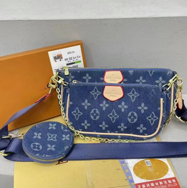 

denim Luxury demin purse jean shoulder designers woman crossbody bag blue purses vintage handbags designer for women tote bags A1860, Men black flower