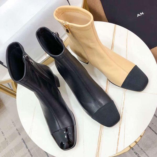 2025 luxury winter snow boots Designer boot for Womens mens fashion Color blocked purple lambskin Suede leather knight Martin wedge ankle booties casual dress shoes