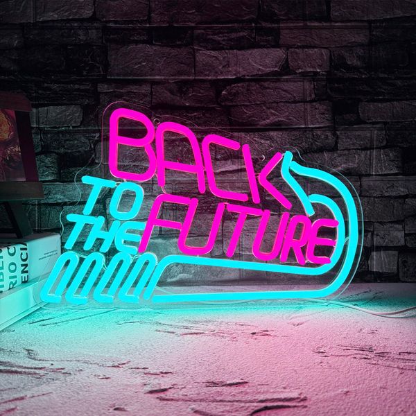 Back To The Future Neon Sign, Dimmable Movie Theme Neon Light, USB Powered Gamer Garage Bedroom Party Club Wall Decor Art Lights Christmas Birthday Gifts(15.4 * 10.2in)